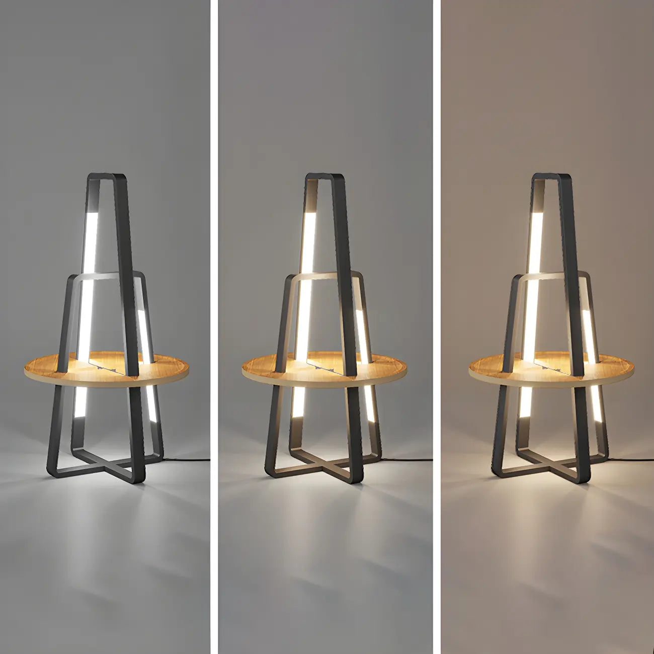 Lampadaire linéaire LED noir 63 avec étagère pour salon