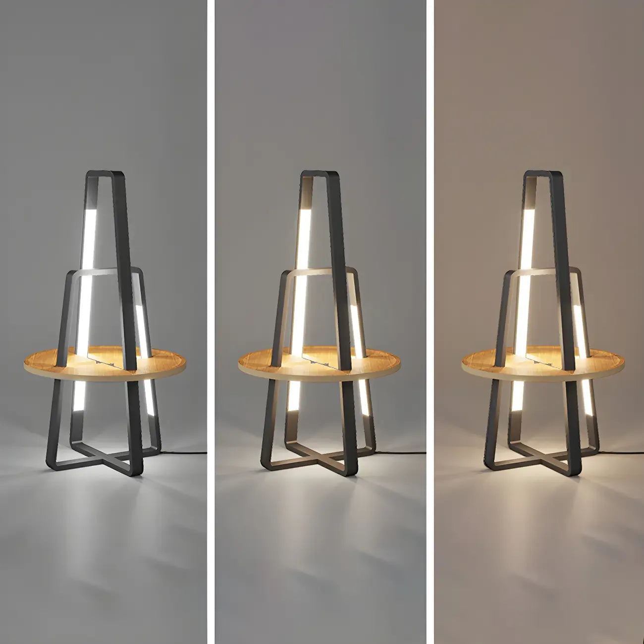 Lampadaire linéaire LED noir 63 avec étagère pour salon