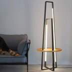 Lampadaire linéaire LED noir 63 avec étagère pour salon