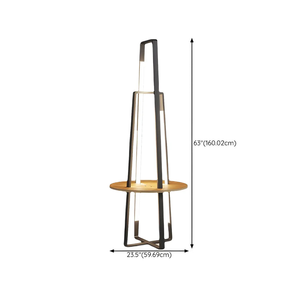 Lampadaire linéaire LED noir 63 avec étagère pour salon