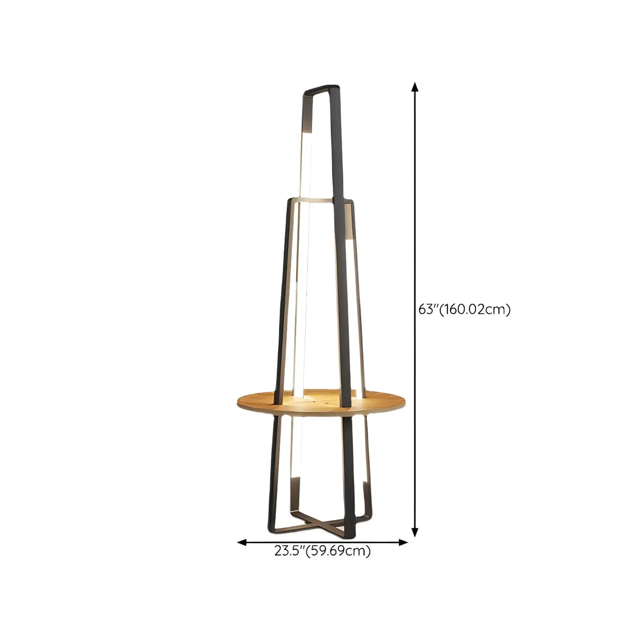 Lampadaire linéaire LED noir 63 avec étagère pour salon