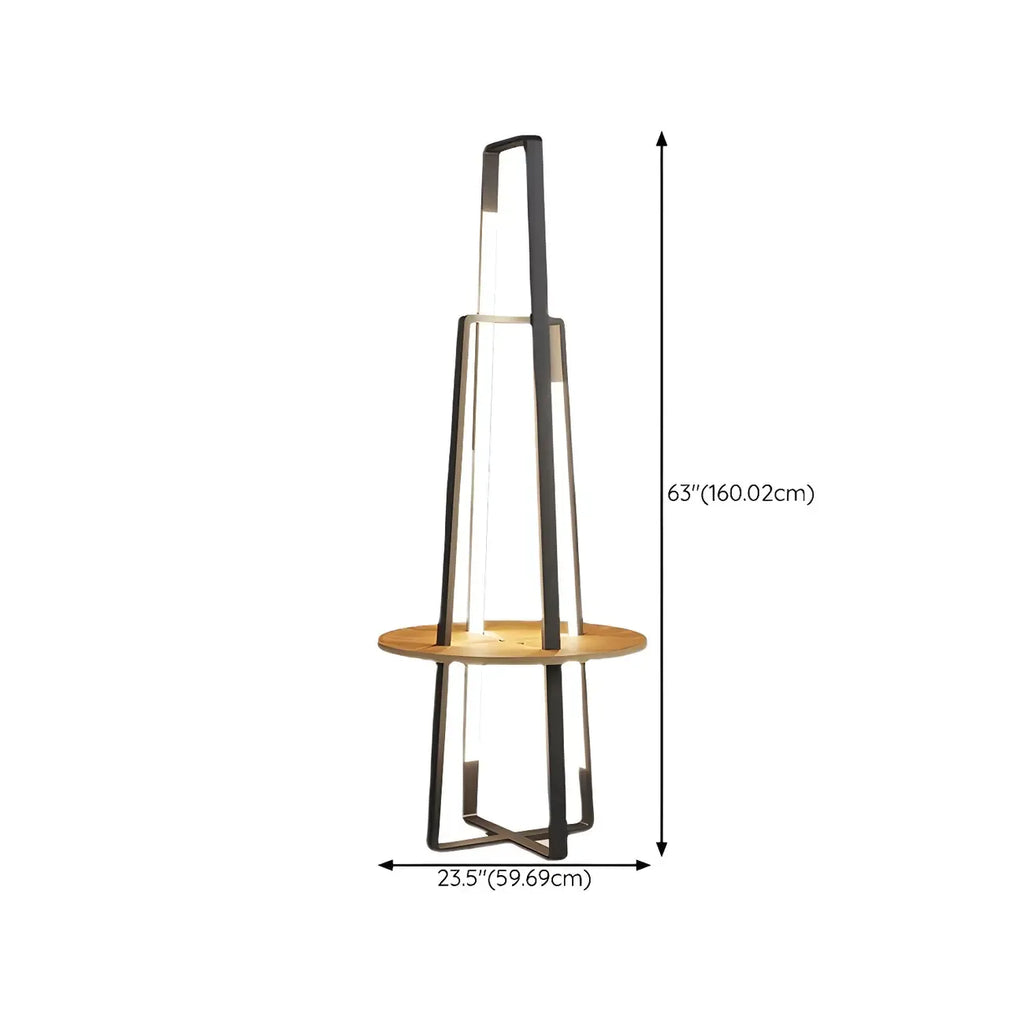 Lampadaire linéaire LED noir 63 avec étagère pour salon