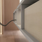 Mobile TV sospeso contemporaneo in legno bianco lungo con cassetti