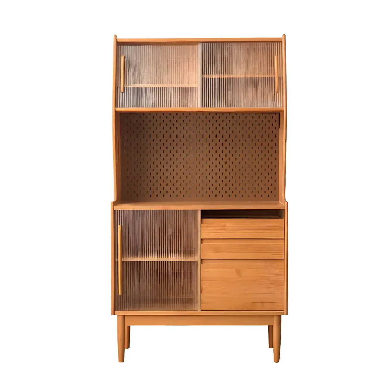 Armoire de rangement en bois de cerisier avec portes vitrées