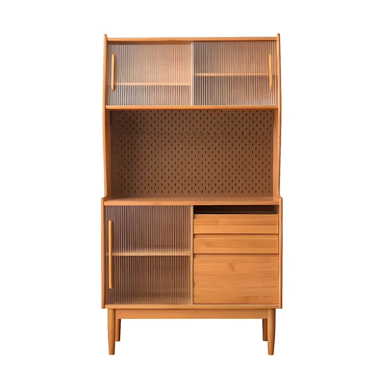 Armoire de rangement en bois de cerisier avec portes vitrées