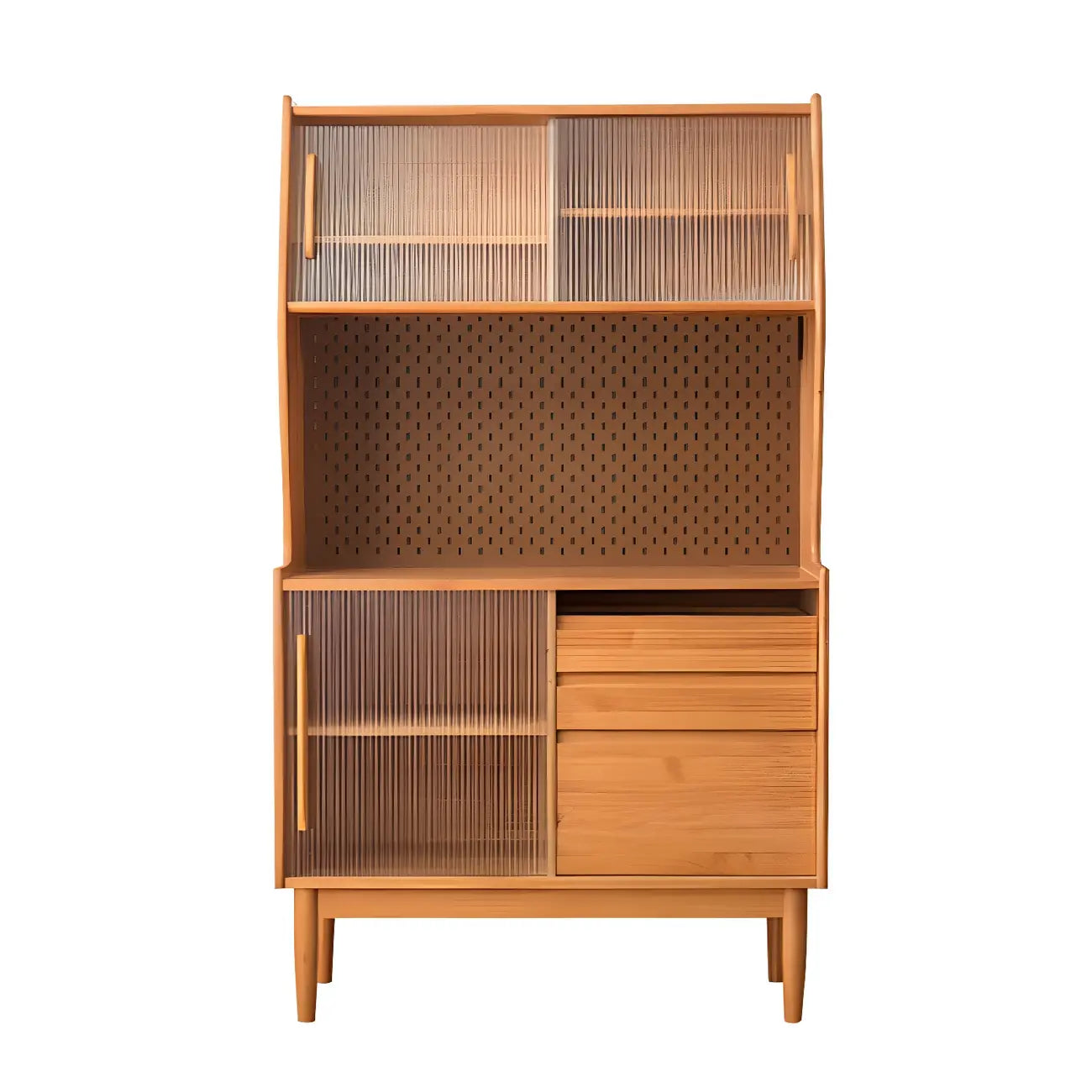 Armoire de rangement en bois de cerisier avec portes vitrées