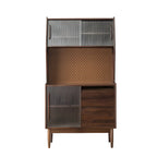 Armoire de rangement en bois de cerisier avec portes vitrées
