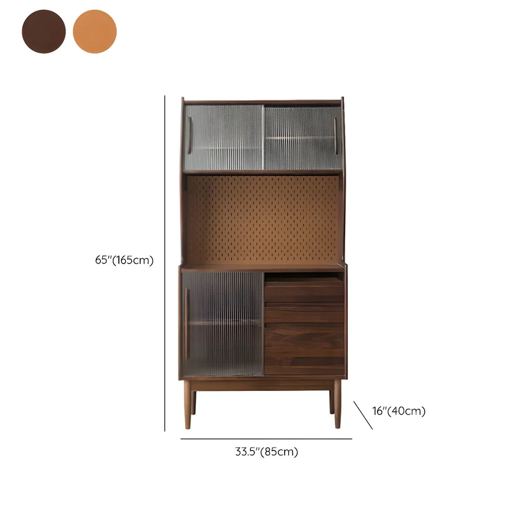 Armoire de rangement en bois de cerisier avec portes vitrées