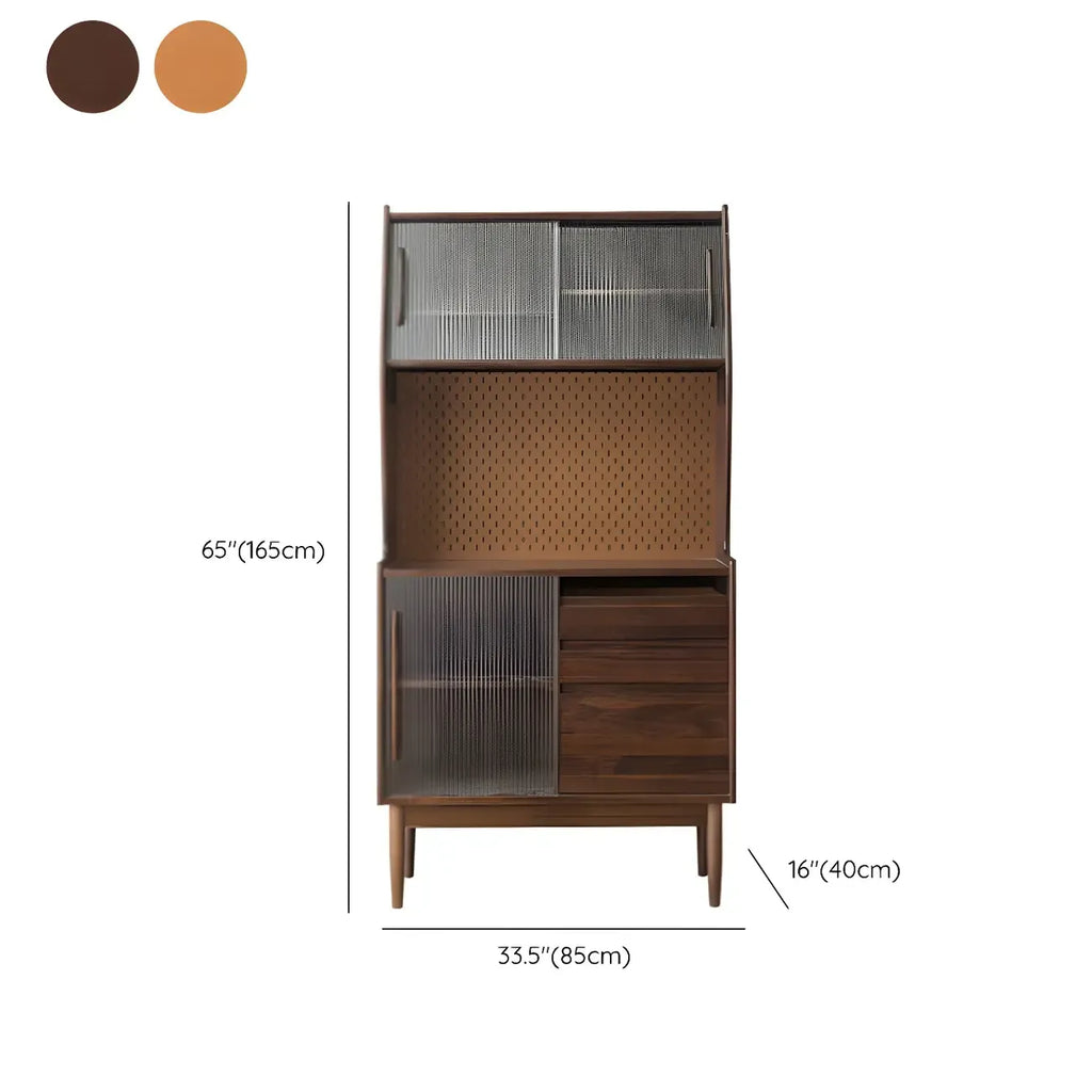 Armoire de rangement en bois de cerisier avec portes vitrées