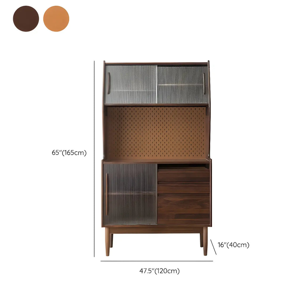 Armoire de rangement en bois de cerisier avec portes vitrées