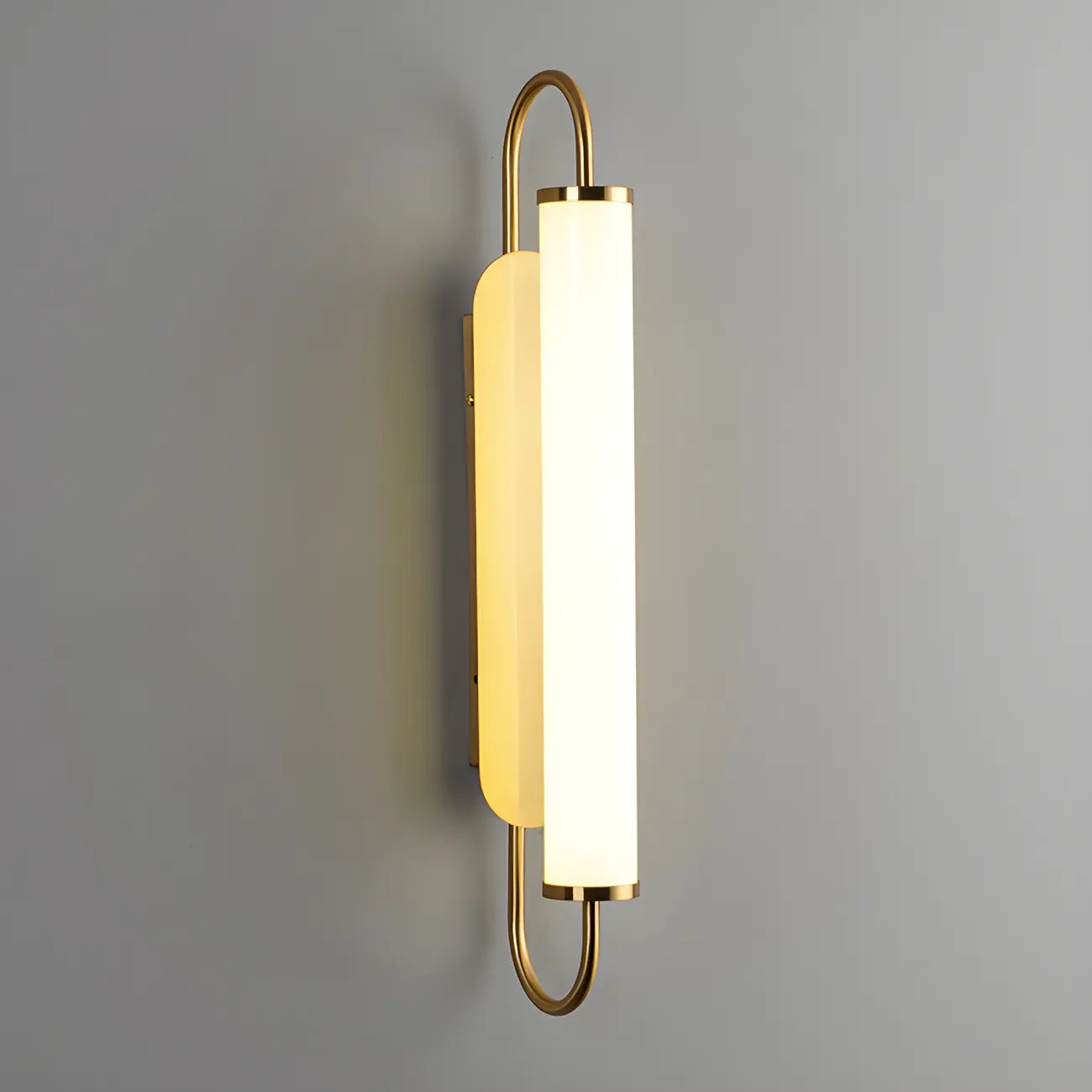 Lampe de coiffeuse cylindrique droite dorée moderne à intensité variable LED