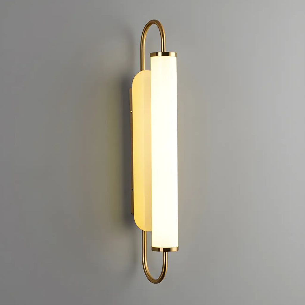 Lampe de coiffeuse cylindrique droite dorée moderne à intensité variable LED