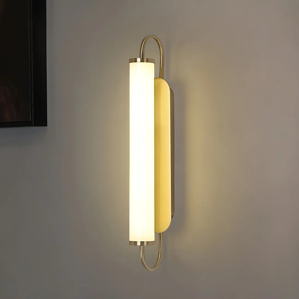 Lampe de coiffeuse cylindrique droite dorée moderne à intensité variable LED