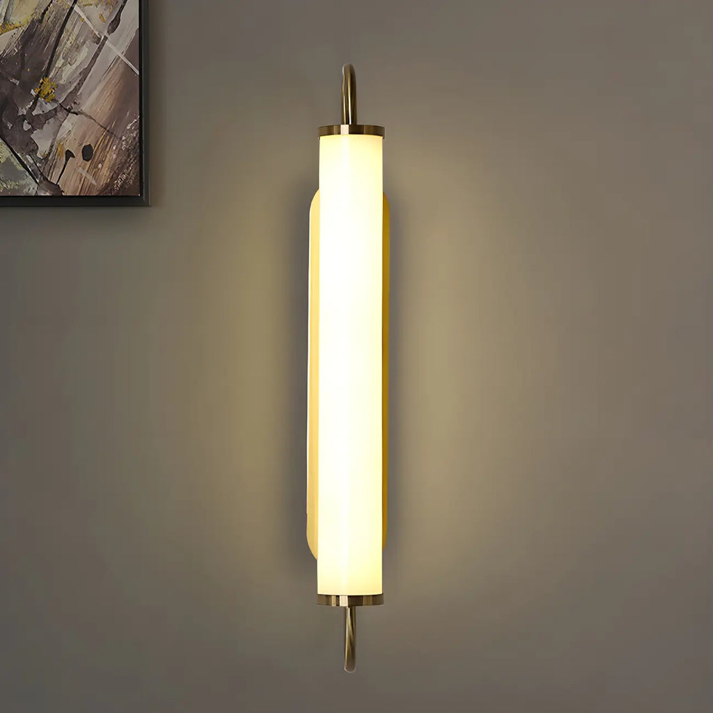 Lampe de coiffeuse cylindrique droite dorée moderne à intensité variable LED