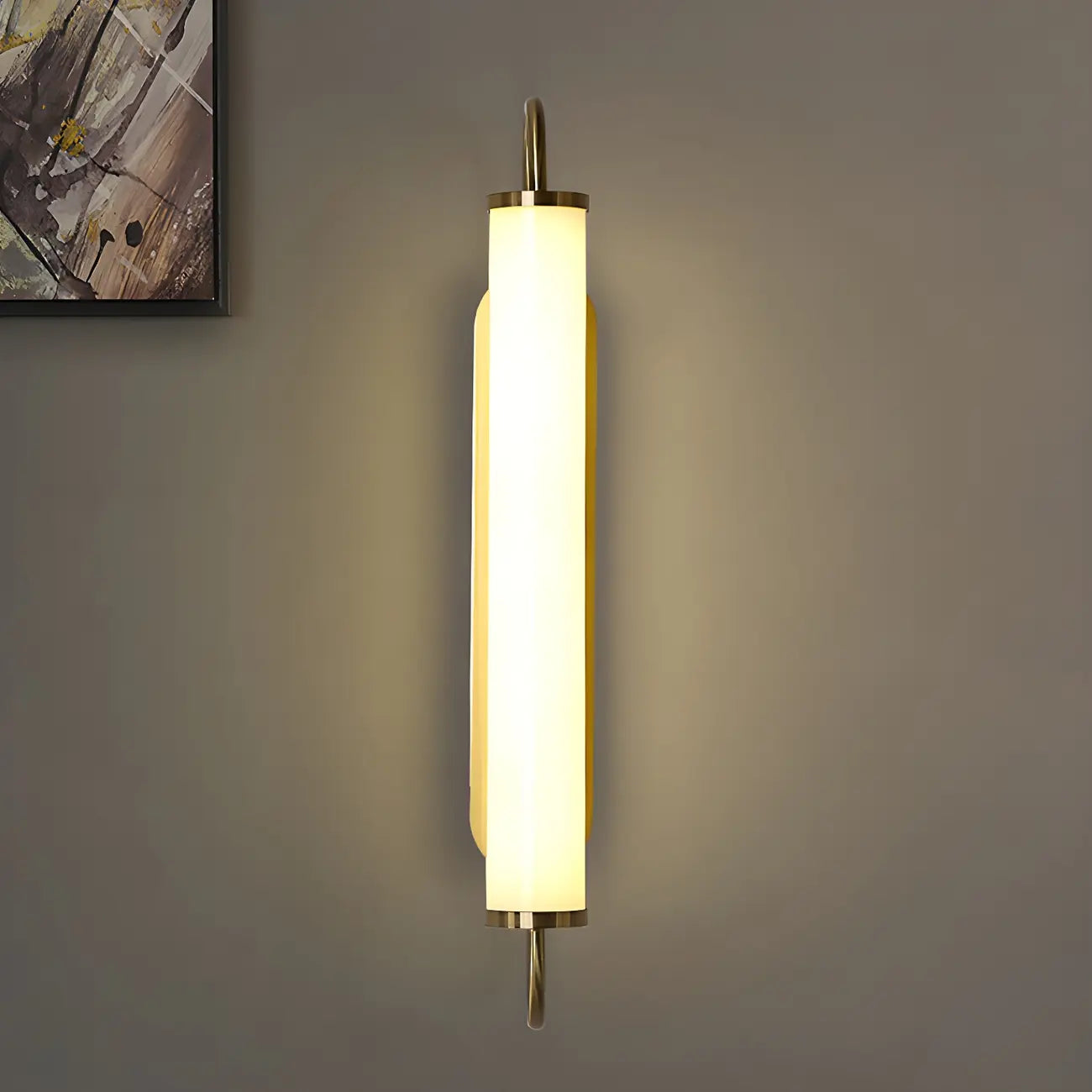 Lampe de coiffeuse cylindrique droite dorée moderne à intensité variable LED