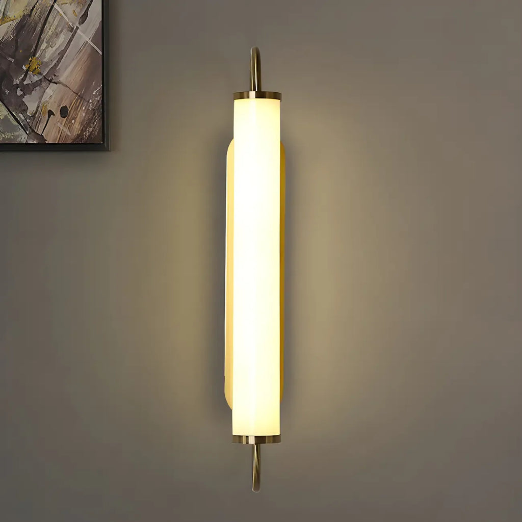 Lampe de coiffeuse cylindrique droite dorée moderne à intensité variable LED