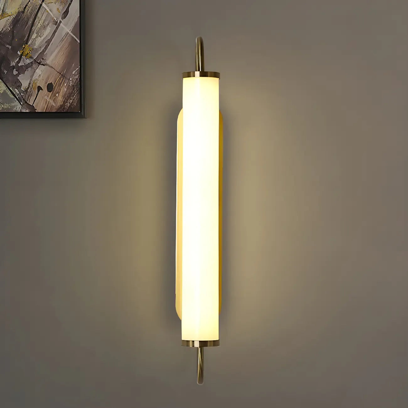 Lampe de coiffeuse cylindrique droite dorée moderne à intensité variable LED