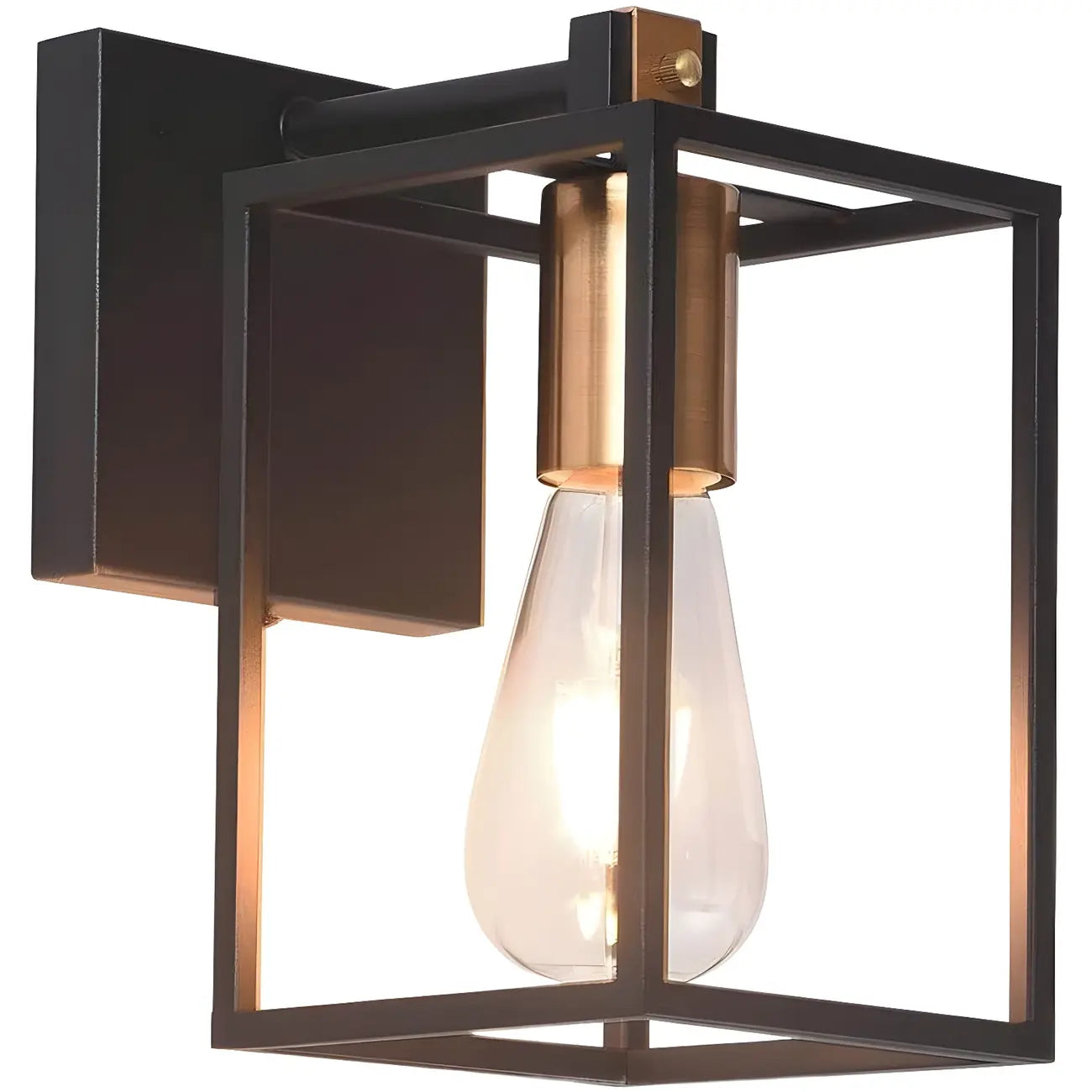 Lampada da bagno a 3 luci lineare a gabbia cubica in ferro nero