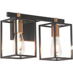 Lampada da bagno a 3 luci lineare a gabbia cubica in ferro nero