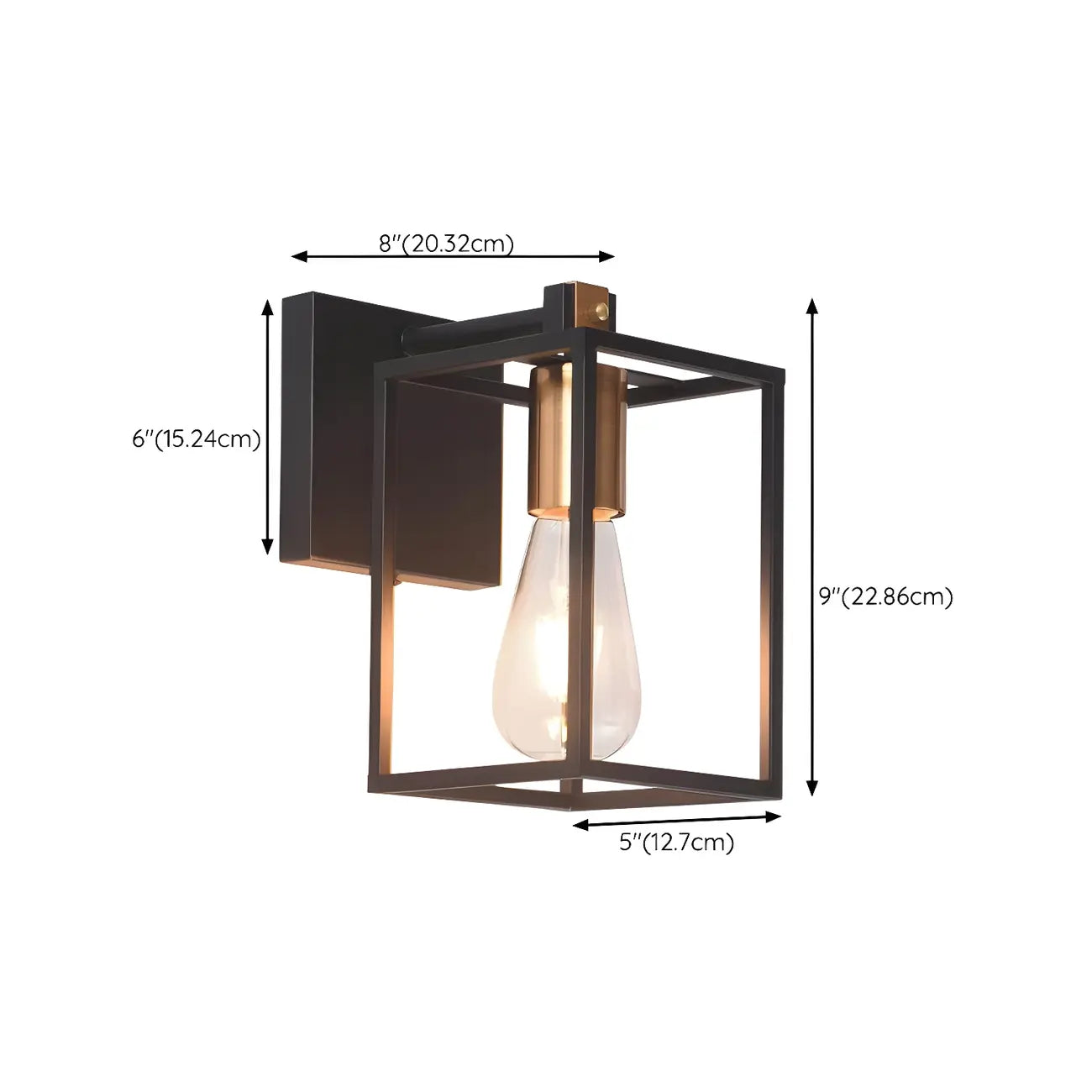 Lampada da bagno a 3 luci lineare a gabbia cubica in ferro nero