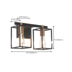 Lampada da bagno a 3 luci lineare a gabbia cubica in ferro nero