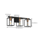 Lampada da bagno a 3 luci lineare a gabbia cubica in ferro nero
