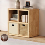 Bibliothèque horizontale moderne en bois à 8 cubes, finition naturelle