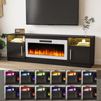Meuble TV Bossin 70 avec cheminée électrique 36 pouces, compatible avec les téléviseurs jusqu'à 80 pouces, éclairage LED 16 couleurs/centre multimédia