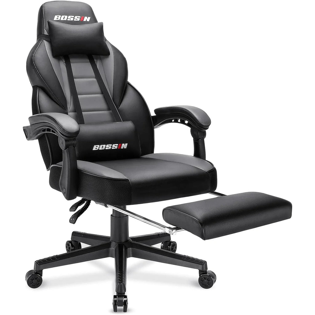 Chaise de jeu BOSSIN style racing, chaise de jeu grande taille supportant jusqu'à 136 kg (300 lbs), dossier haut, chaise d'ordinateur