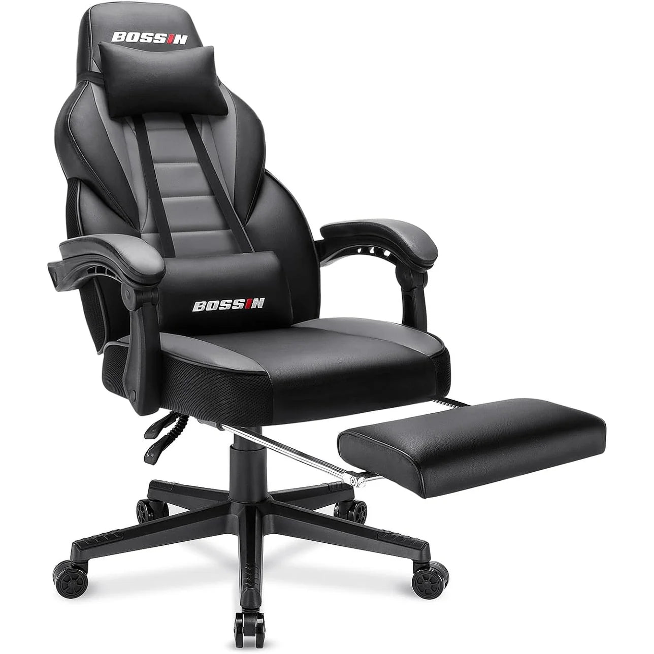 Chaise de jeu BOSSIN style racing, chaise de jeu grande taille supportant jusqu'à 136 kg (300 lbs), dossier haut, chaise d'ordinateur