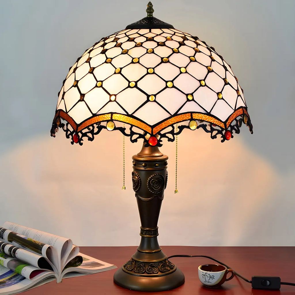 Lampe de table HomeyFad à 2 lumières avec dôme en verre et acier inoxydable de style vintage