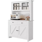Kitchen Pantry Cabinet with Microwave Stand, Hutch Cabinet with Buffet Cupboard and Adjustable Shelves, for Kitchen, Dining Room