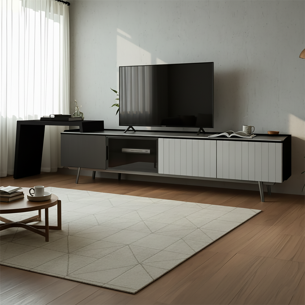Mobile TV 71 Black Stone Side Extension Storage con cassetti
