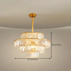 Lustre cylindrique à plusieurs niveaux en cristal doré