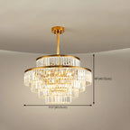 Lustre cylindrique à plusieurs niveaux en cristal doré