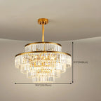 Lustre cylindrique à plusieurs niveaux en cristal doré