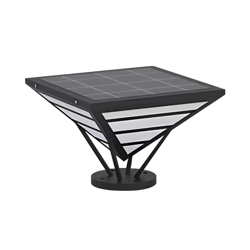 Lampes solaires extérieures pyramidales à support en métal noir