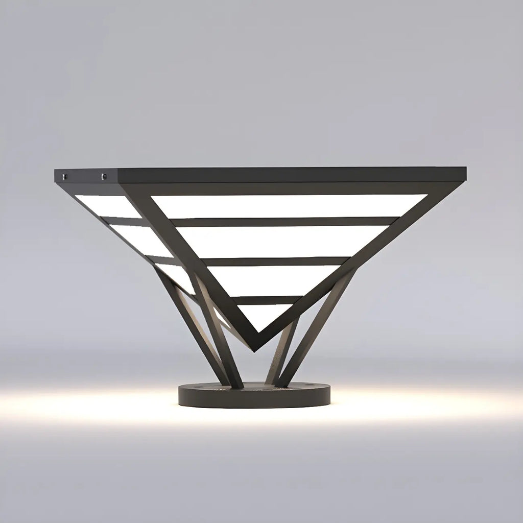Lampes solaires extérieures pyramidales à support en métal noir