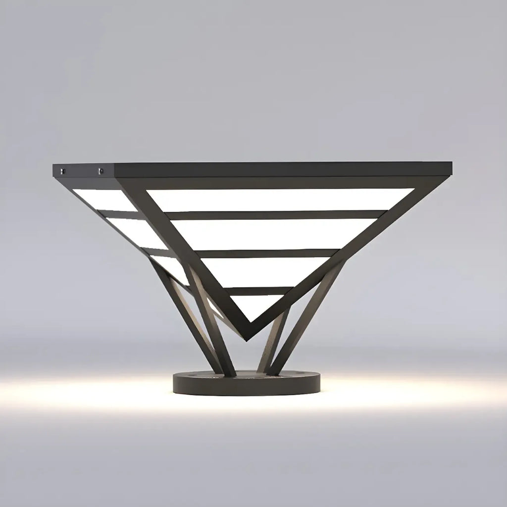 Lampes solaires extérieures pyramidales à support en métal noir