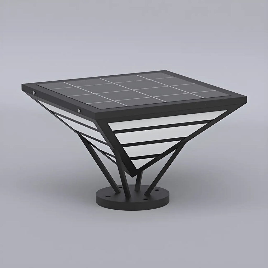 Lampes solaires extérieures pyramidales à support en métal noir