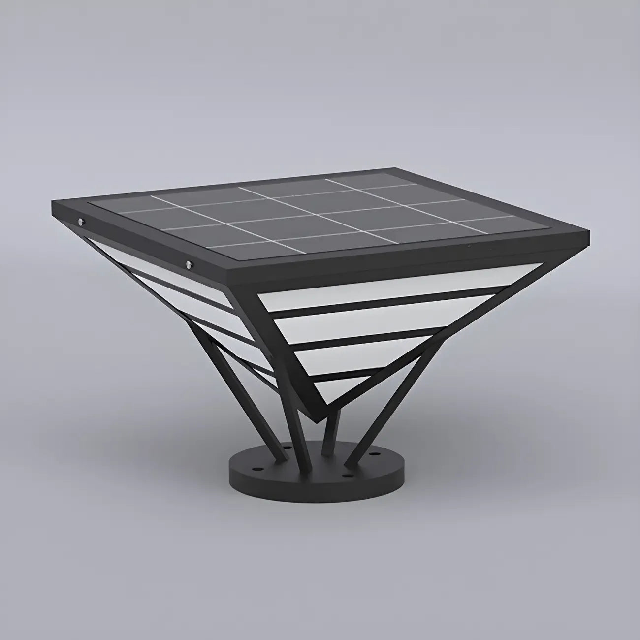 Lampes solaires extérieures pyramidales à support en métal noir