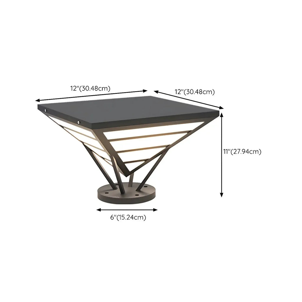 Lampes solaires extérieures pyramidales à support en métal noir