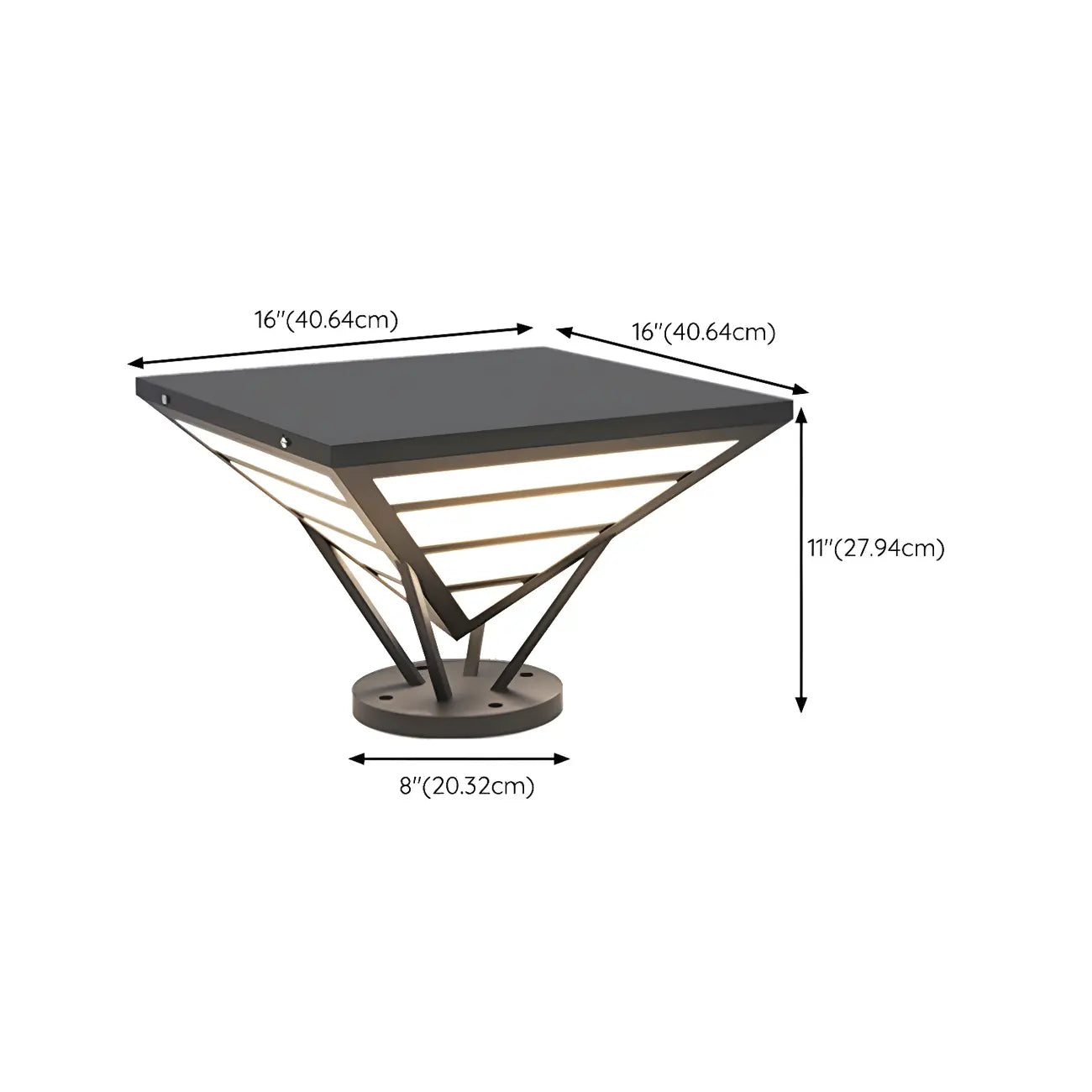 Lampes solaires extérieures pyramidales à support en métal noir
