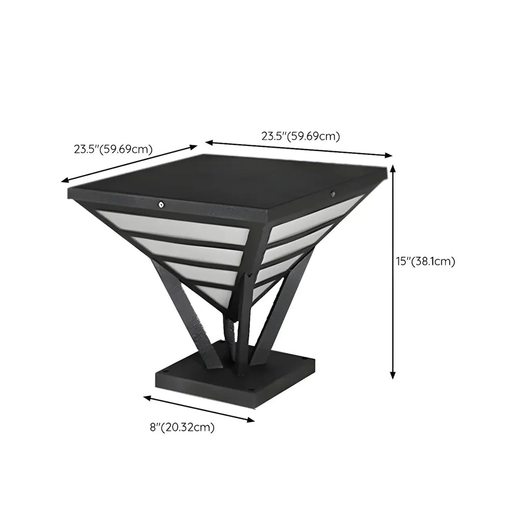 Lampes solaires extérieures pyramidales à support en métal noir