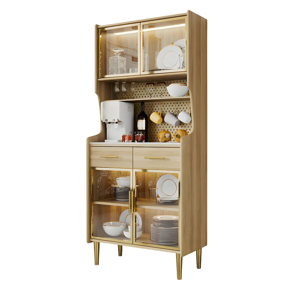 vaisselier de cuisine en bois noir avec portes vitrées