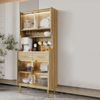 vaisselier de cuisine en bois noir avec portes vitrées