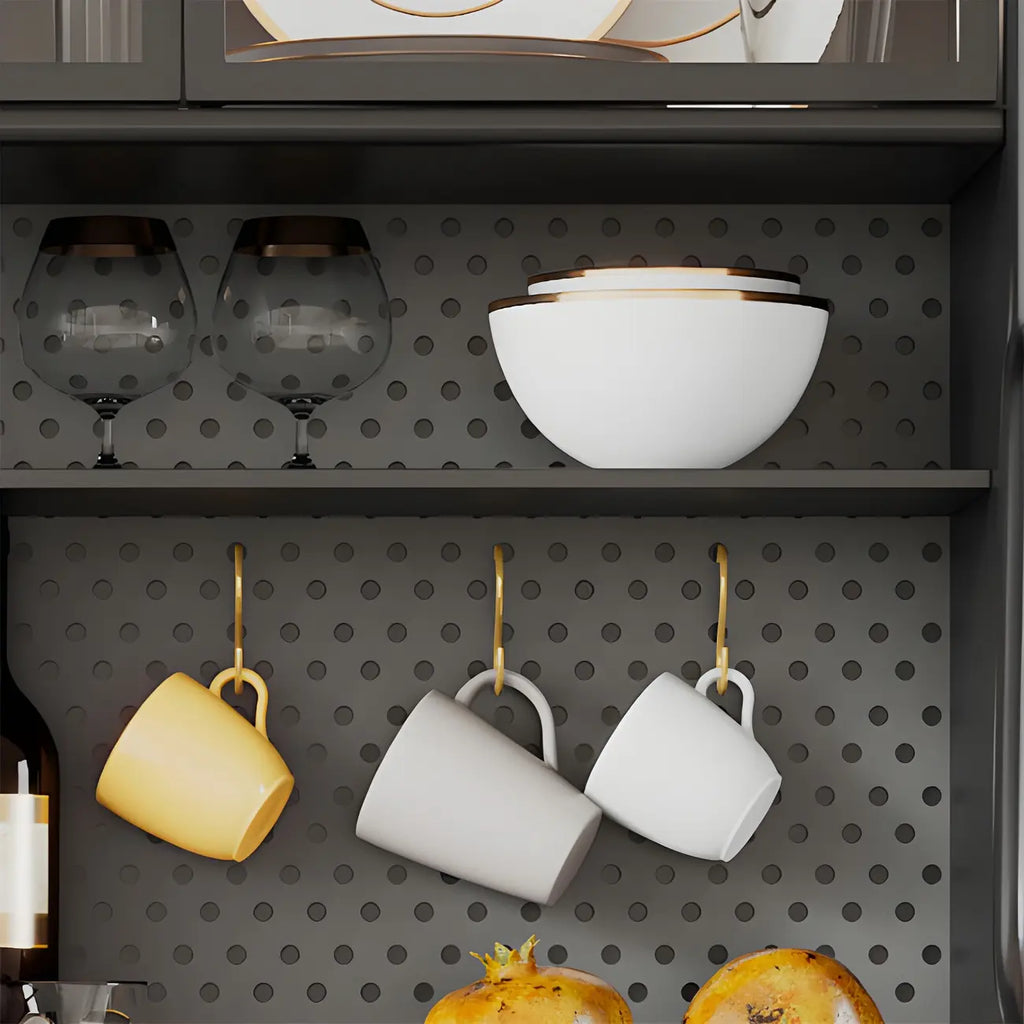 vaisselier de cuisine en bois noir avec portes vitrées