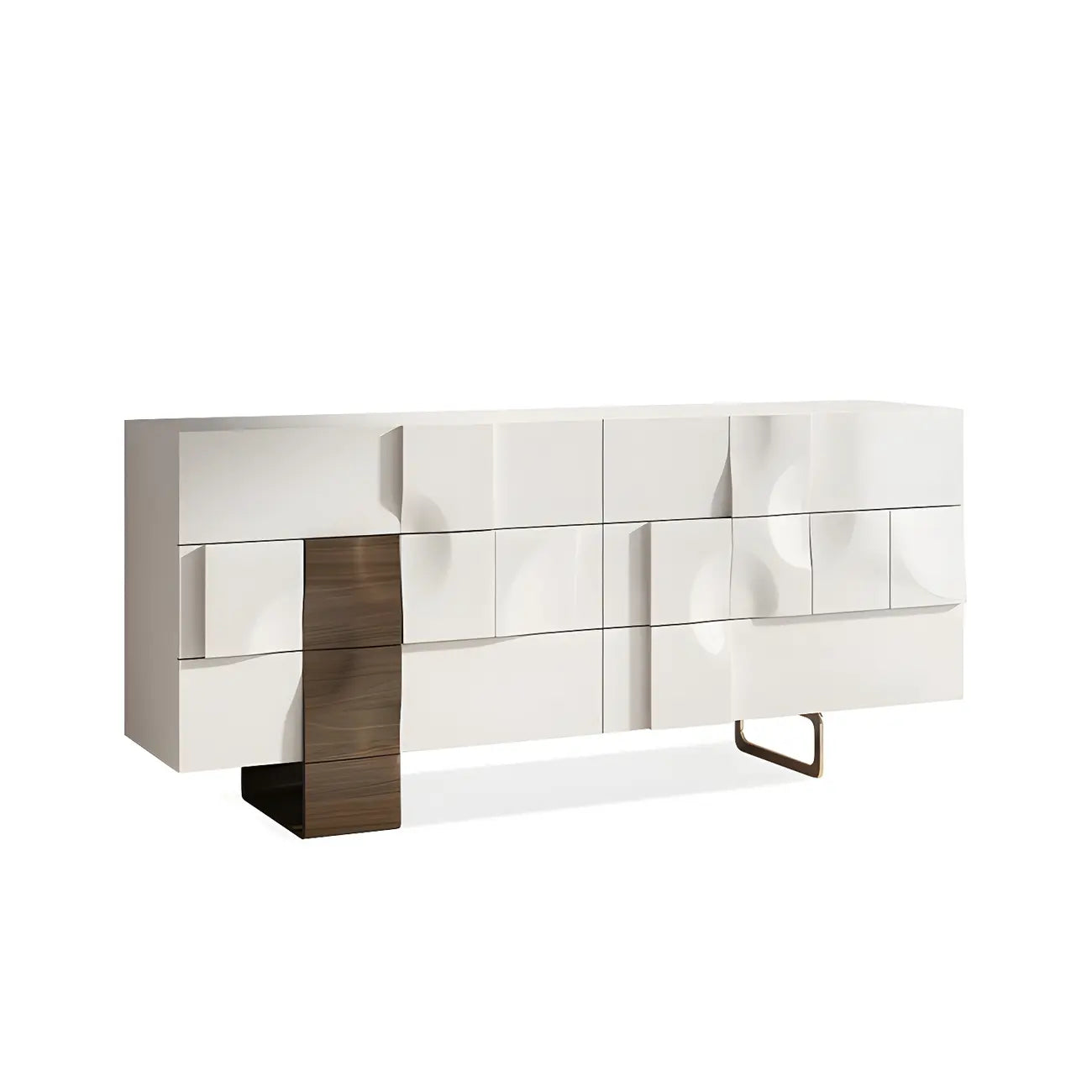Commode unique en bois blanc à surface irrégulière