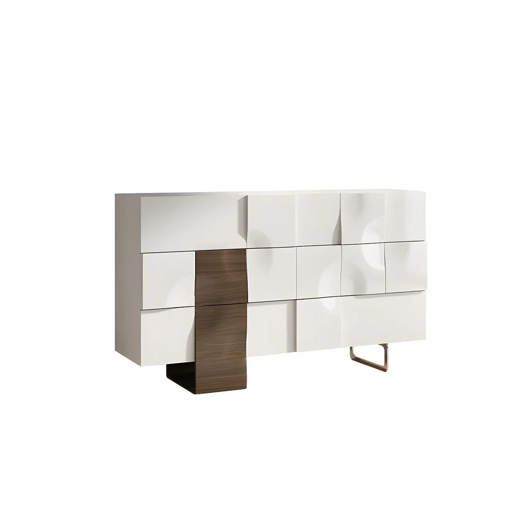 Commode unique en bois blanc à surface irrégulière