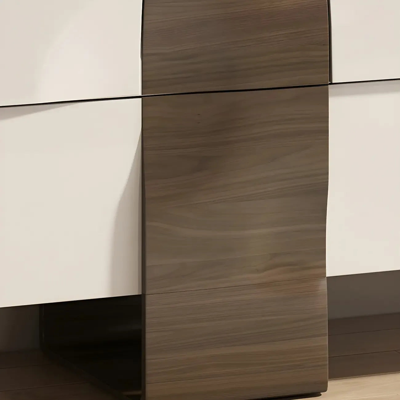 Commode unique en bois blanc à surface irrégulière